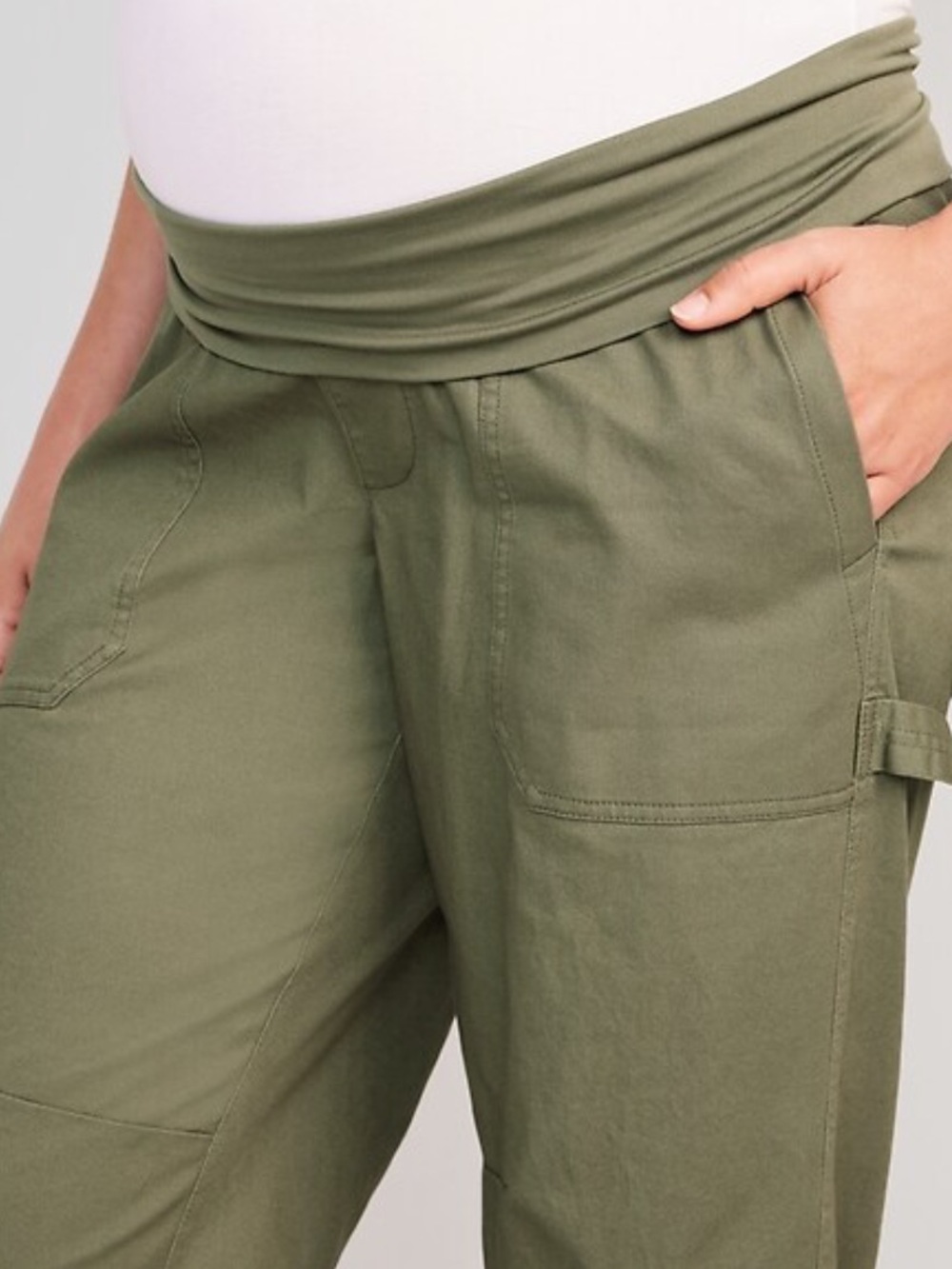 Old Navy Olive Utility Maternity Pants - colour Stone